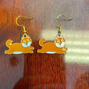 NWOT shiba inu dog dangle earrings